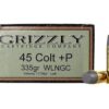 Grizzly Ammunition 45 Colt (Long Colt) +P 335 Grain Cast Performance Lead Wide Flat Nose Gas Check Box of 20 - Midwest Shooters Supply USA