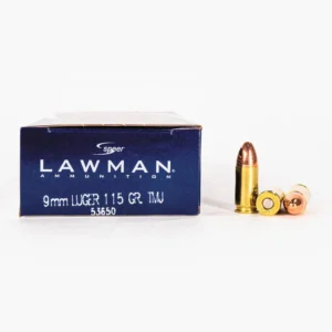 9mm-Luger-115gr-TMJ-Speer-Lawman-53650-Ammo-Box-Side-with-Rounds