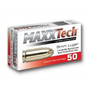 9mm - 115 Grain FMJ - MAXXTech Brass - 500 Rounds